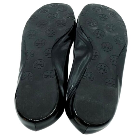 TORY BURCH~Reva Logo~BALLET FLATS~Black Patent Leather Shoes~SIZE 7.5 - Picture 6 of 6